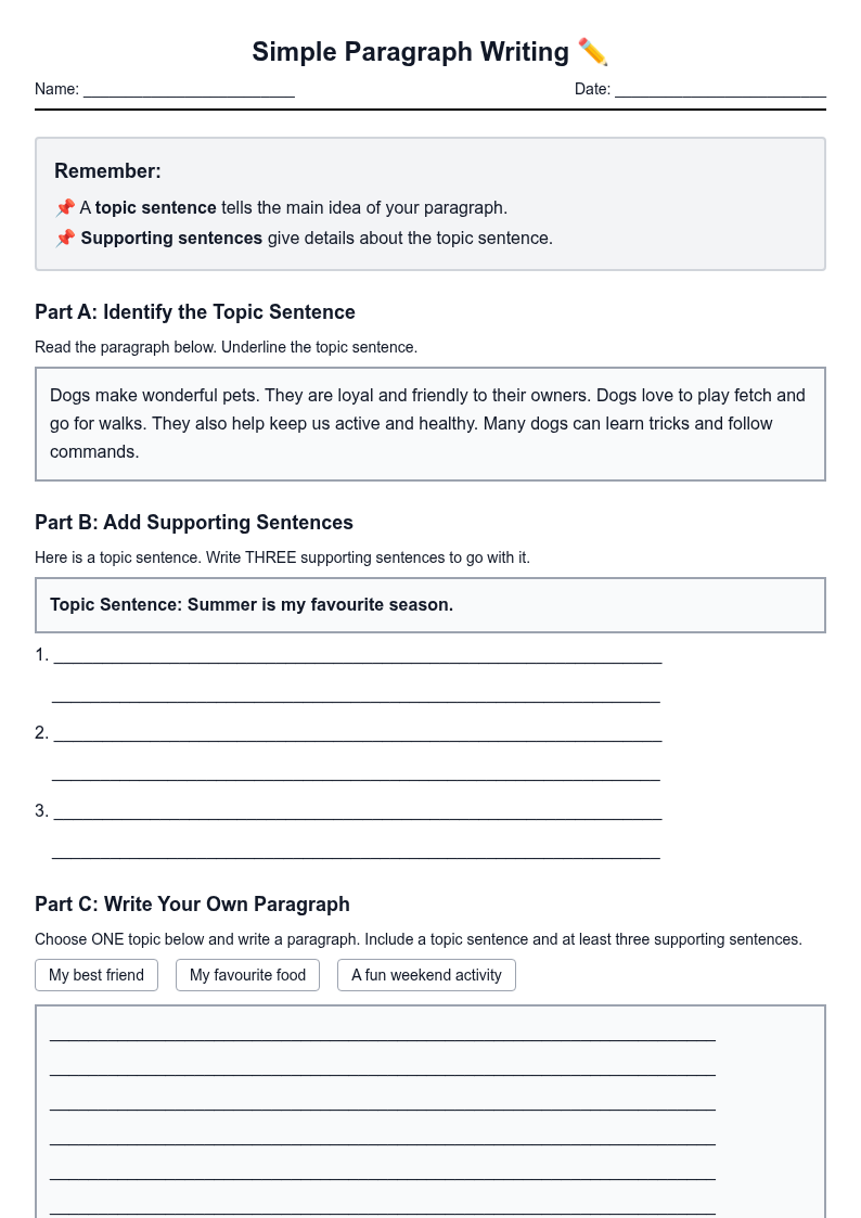 Simple Paragraph Writing