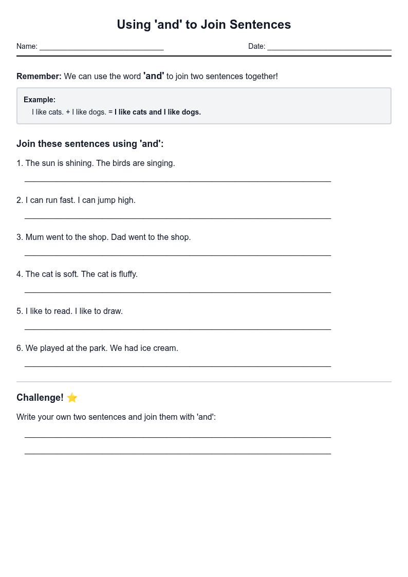 Using 'and' to Join Sentences