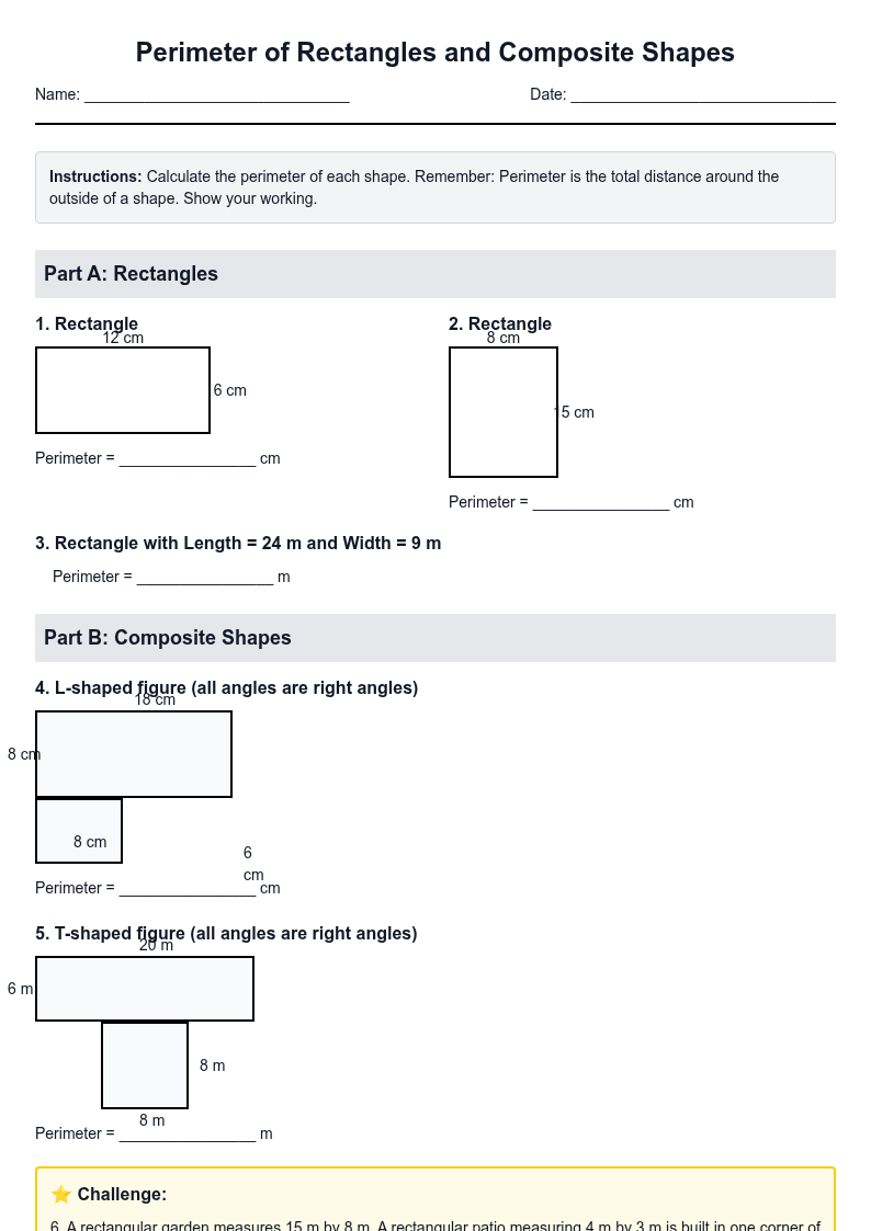 Perimeter of Rectangles and Composite Shapes