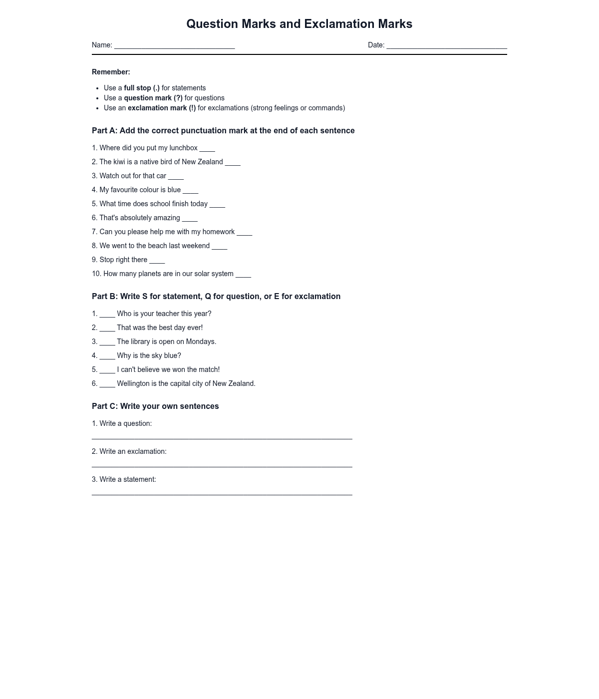 Question Marks and Exclamation Marks