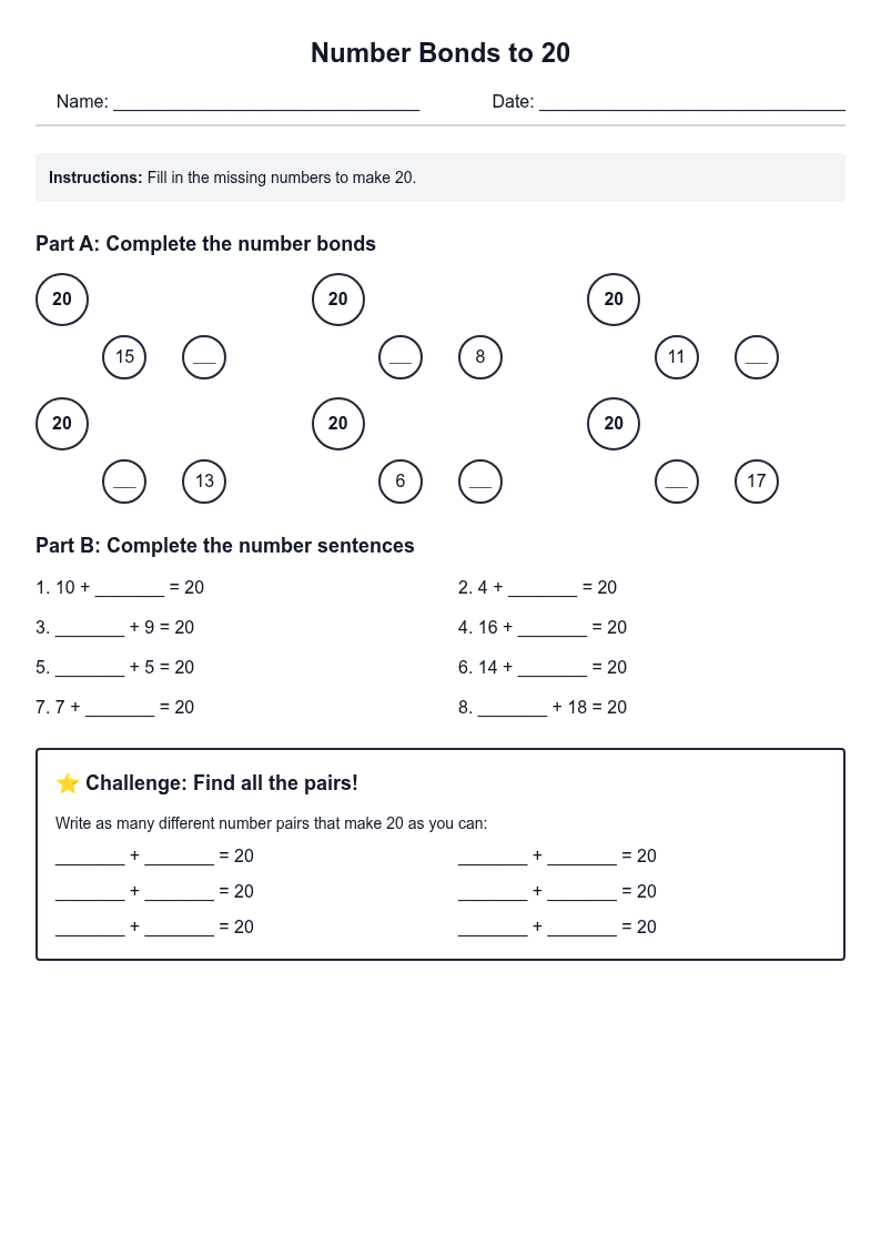 Number Bonds to 20