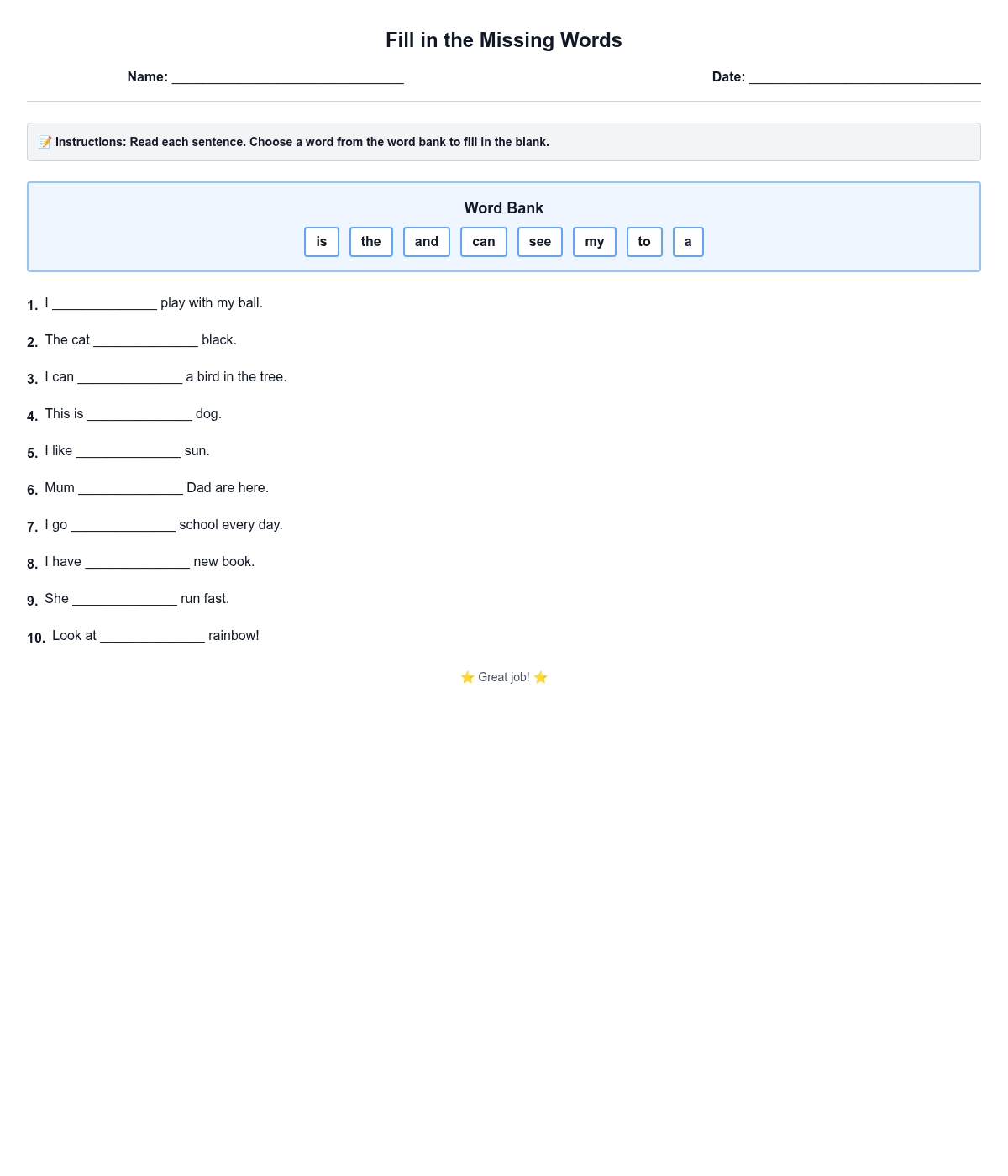 Fill in the Missing Words