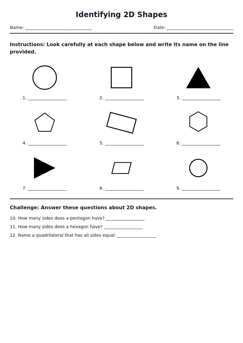 Identifying 2D Shapes