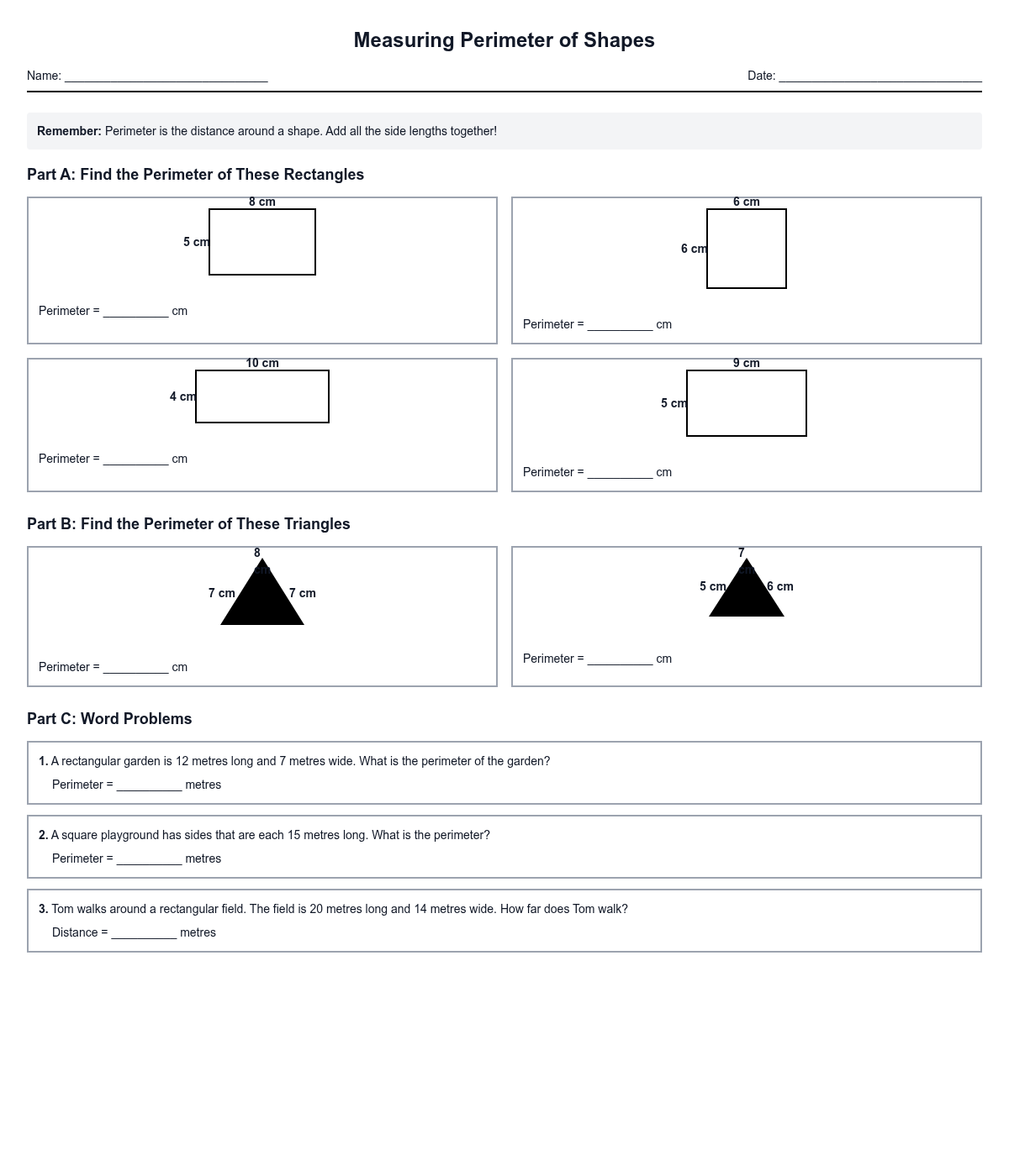 Measuring Perimeter of Shapes