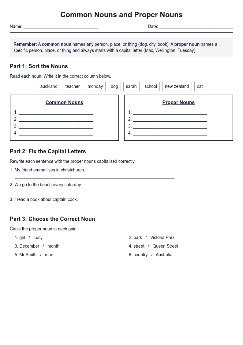 Common Nouns and Proper Nouns