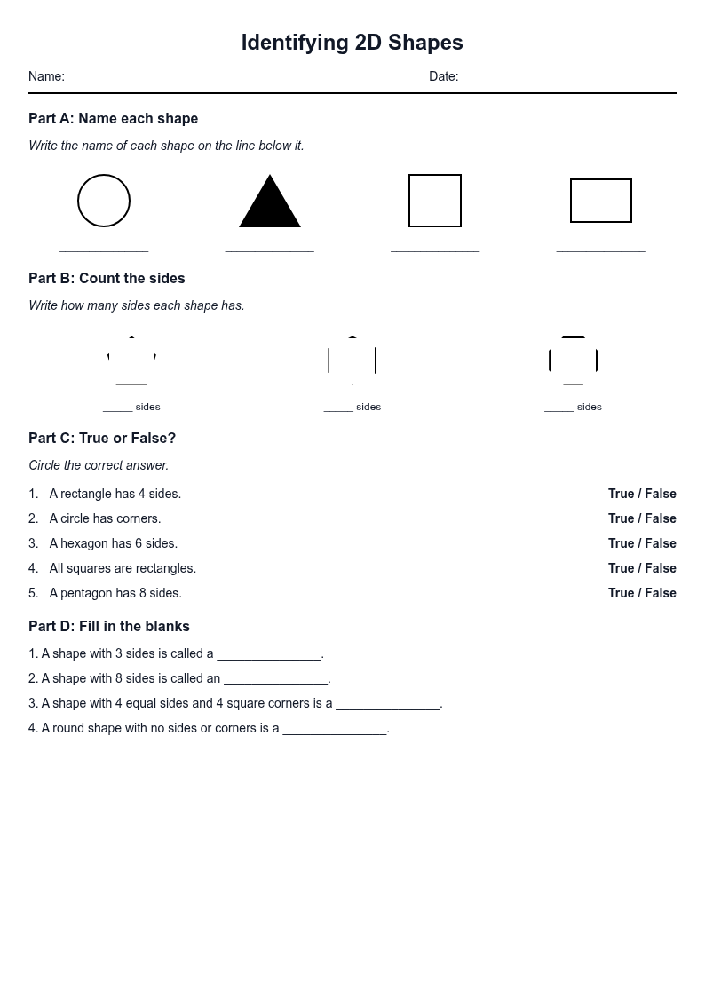 Identifying 2D Shapes