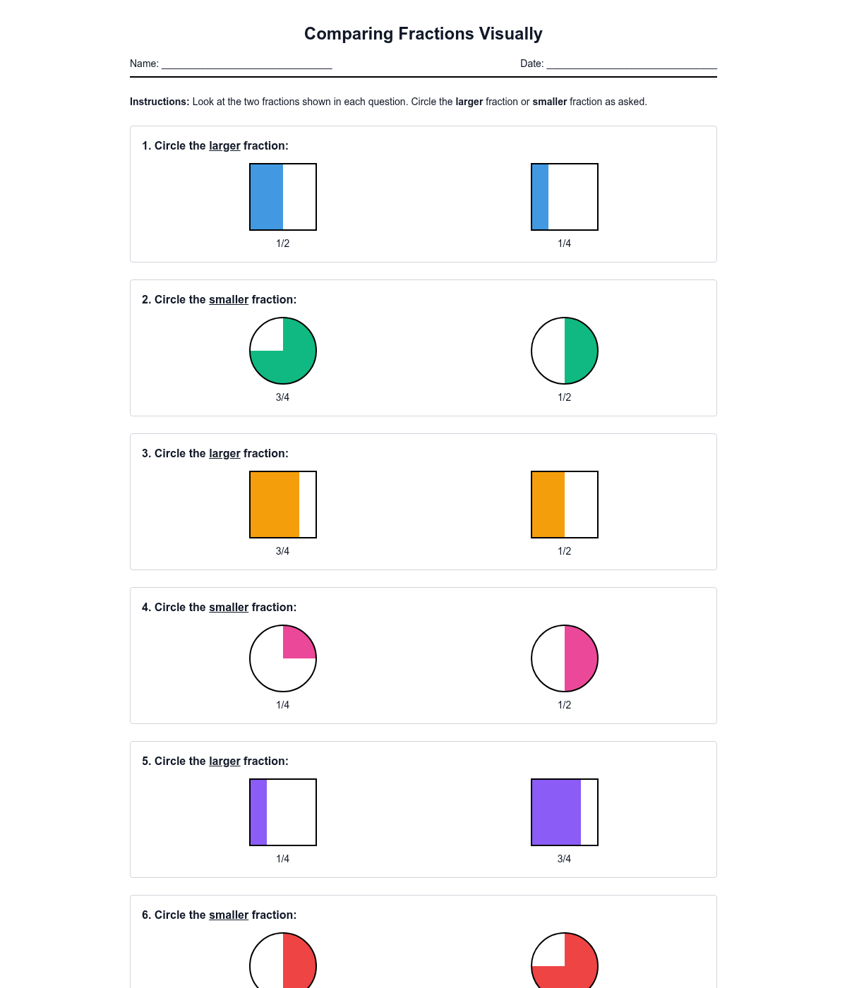 Comparing Fractions Visually