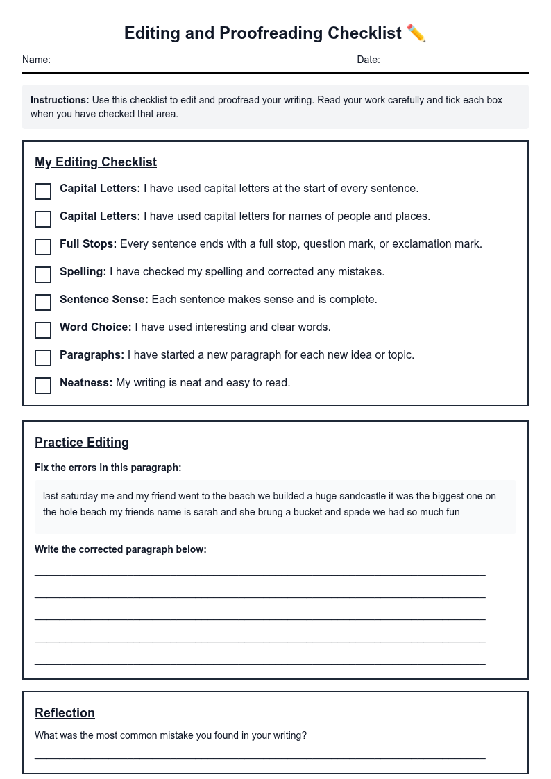 Editing and Proofreading Checklist