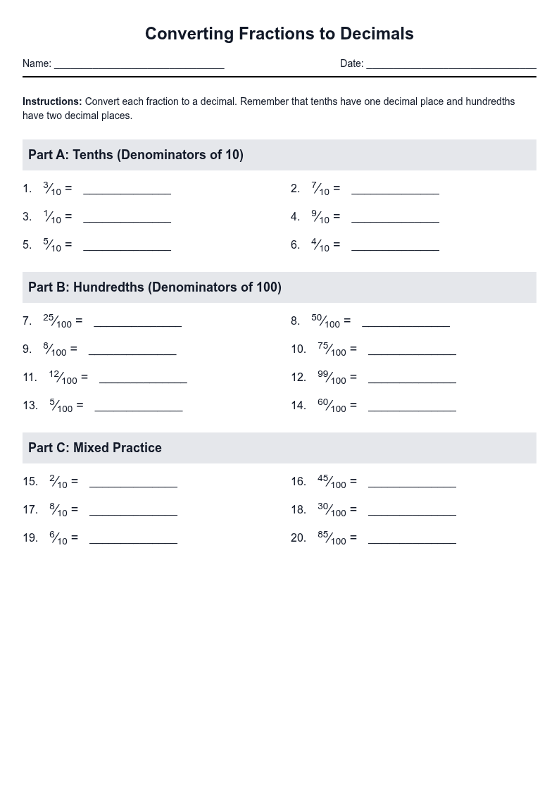 Converting Fractions to Decimals