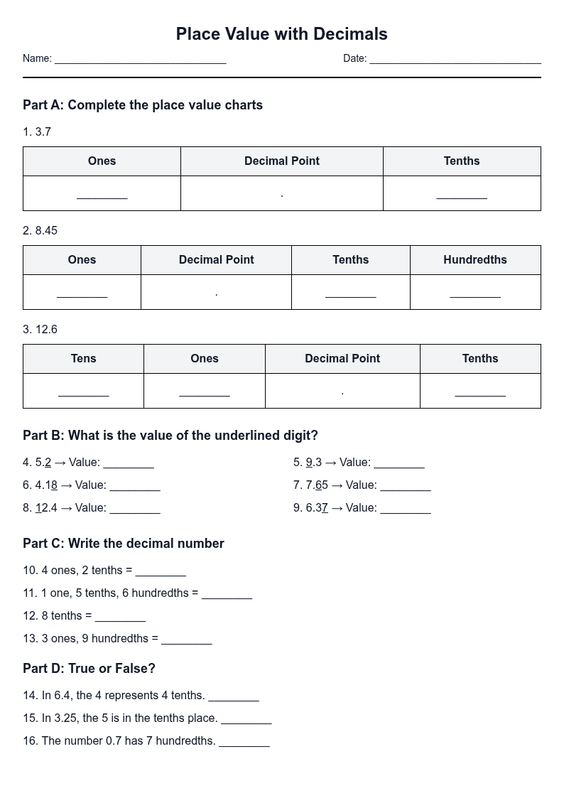 Place Value with Decimals