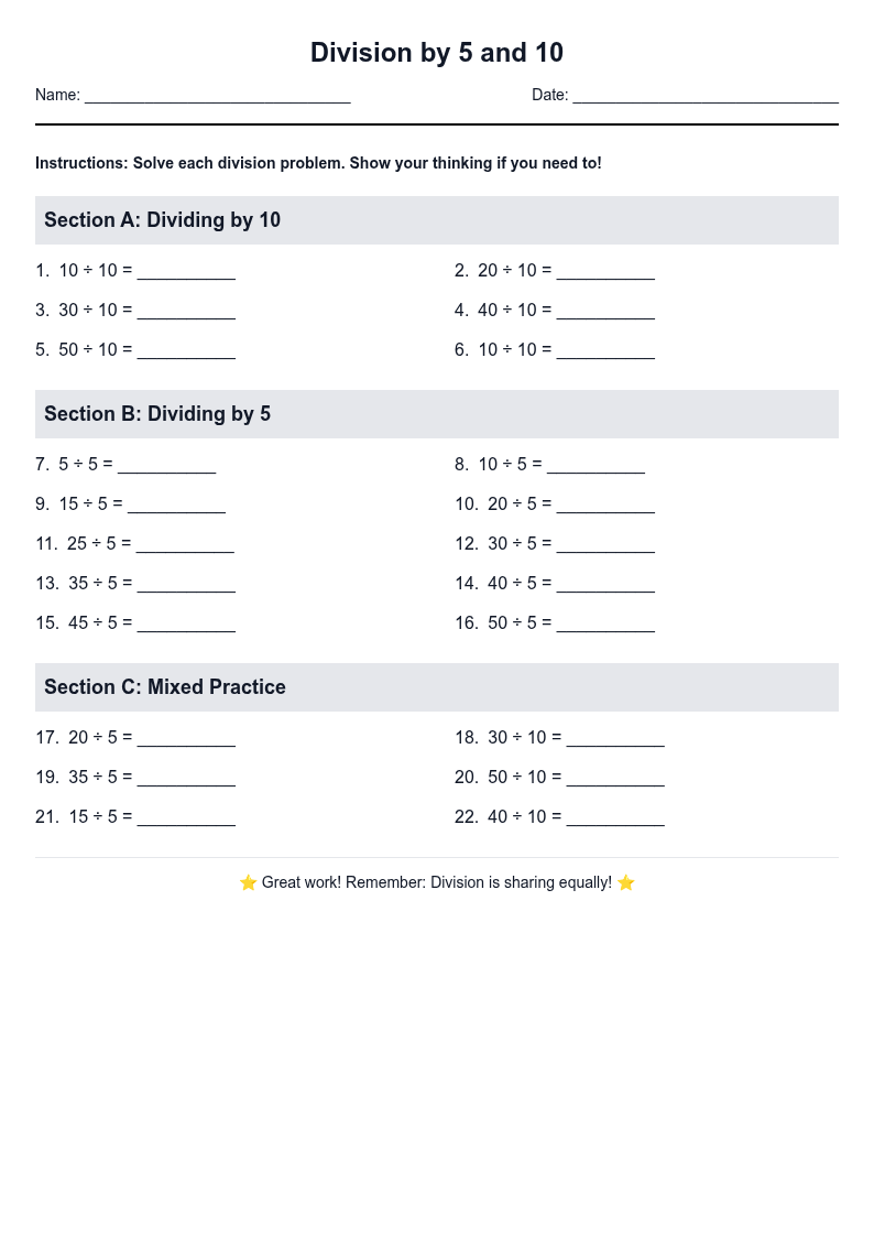 Division by 5 and 10