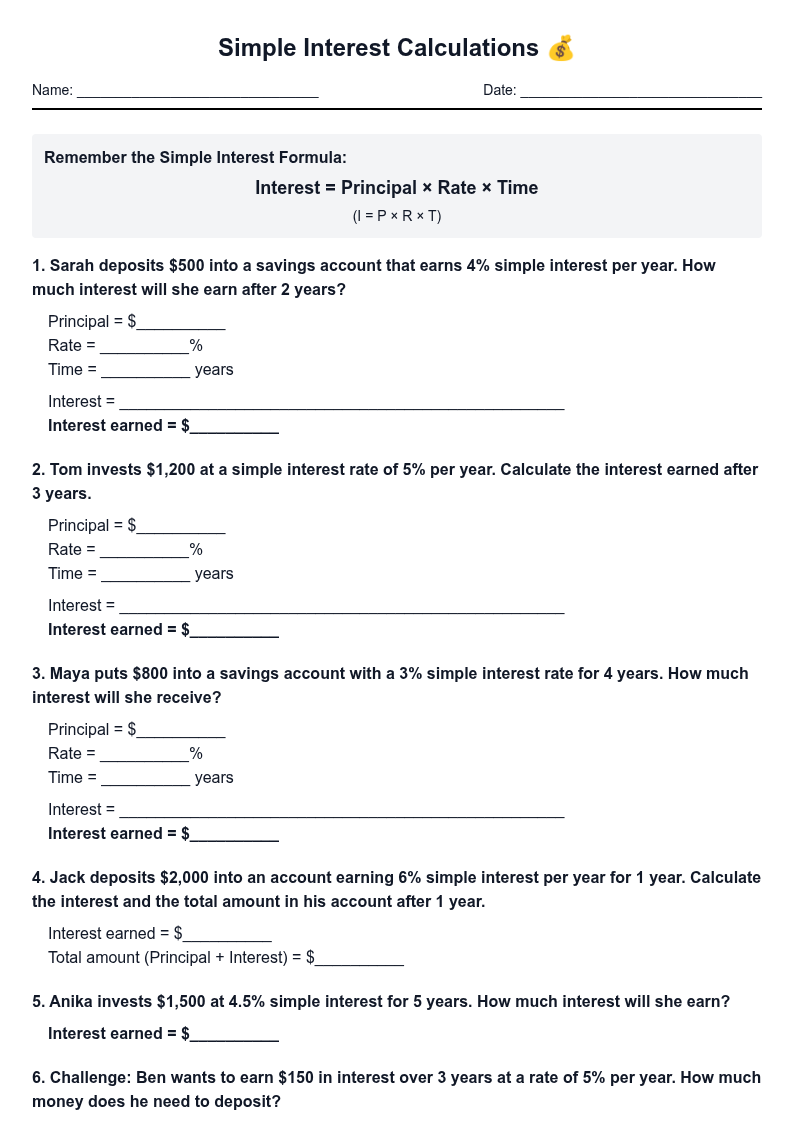 Simple Interest Calculations