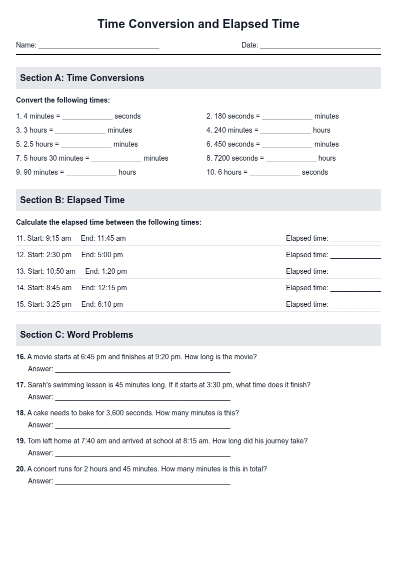 Time Conversion and Elapsed Time