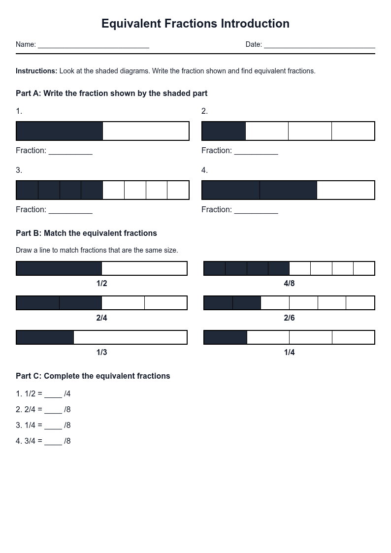 Equivalent Fractions Introduction