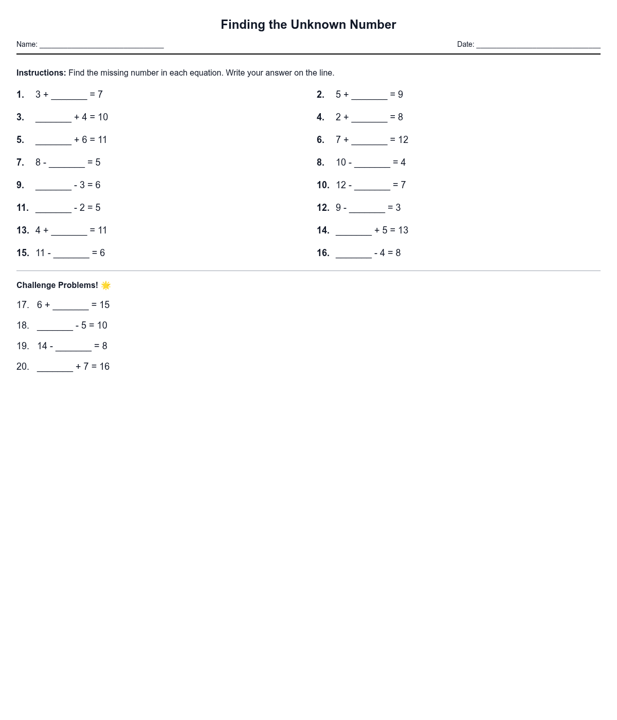 Finding the Unknown Number