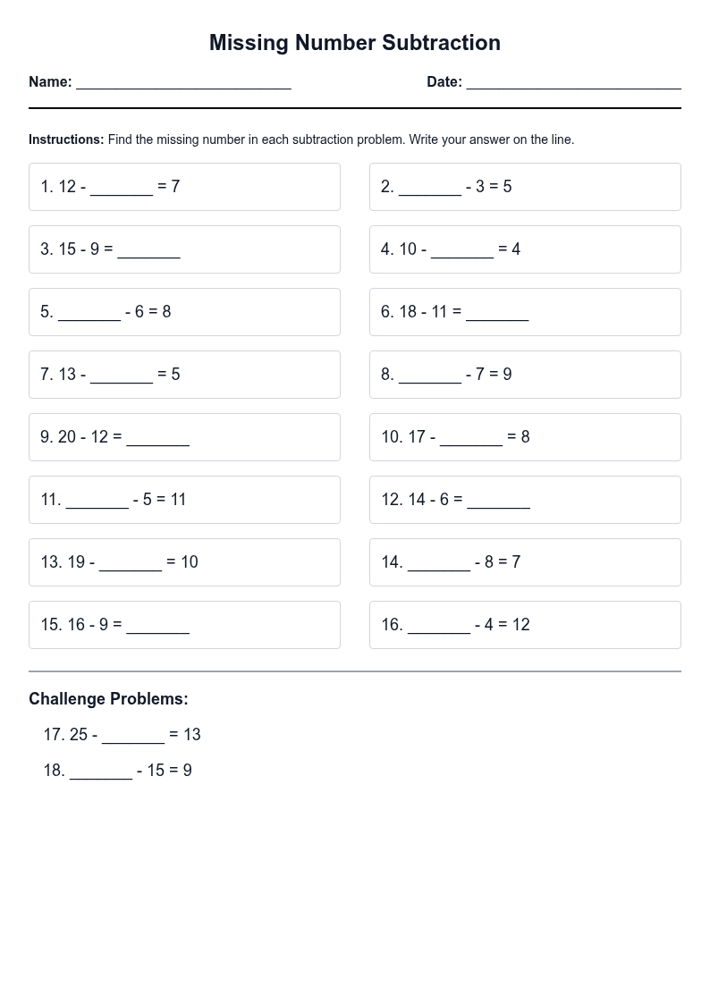 Missing Number Subtraction