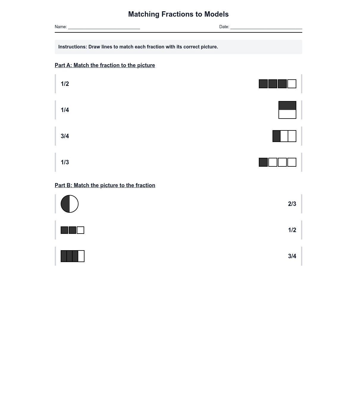 Matching Fractions to Models