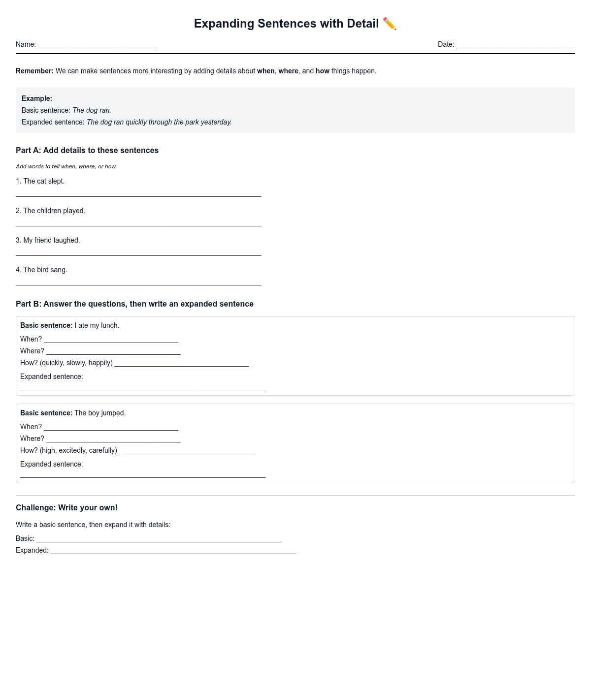 Expanding Sentences with Detail