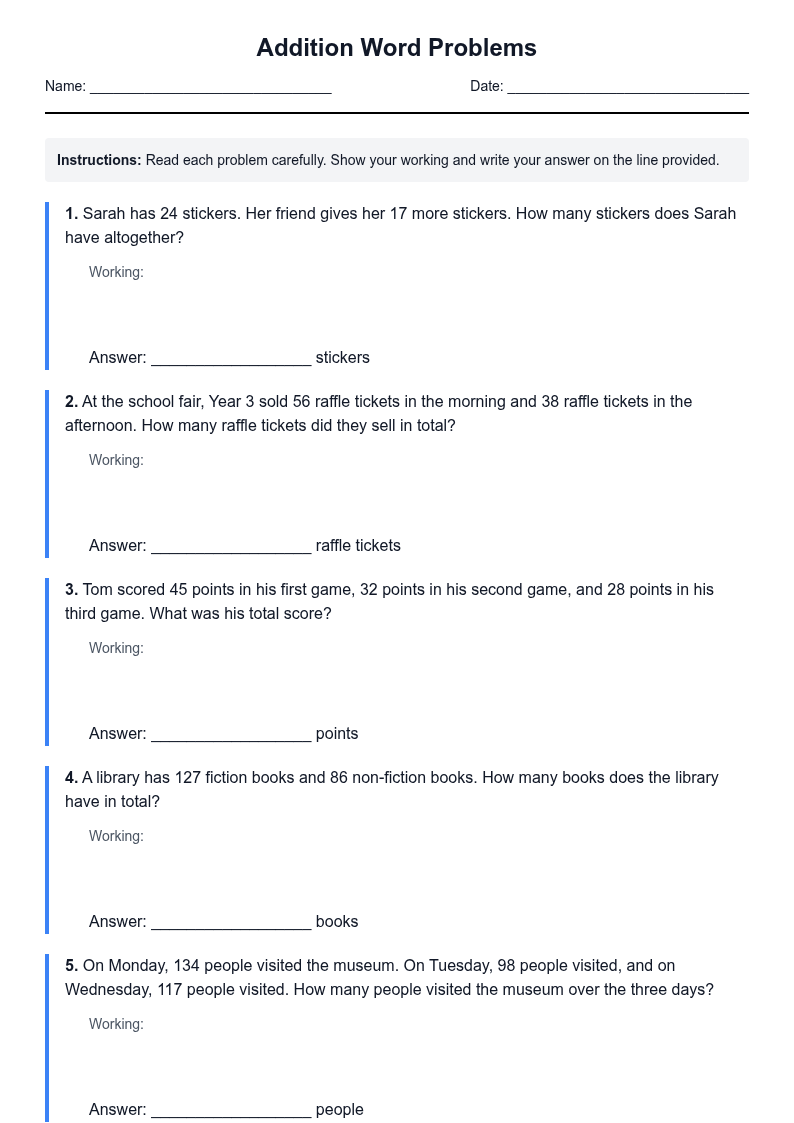 Addition Word Problems