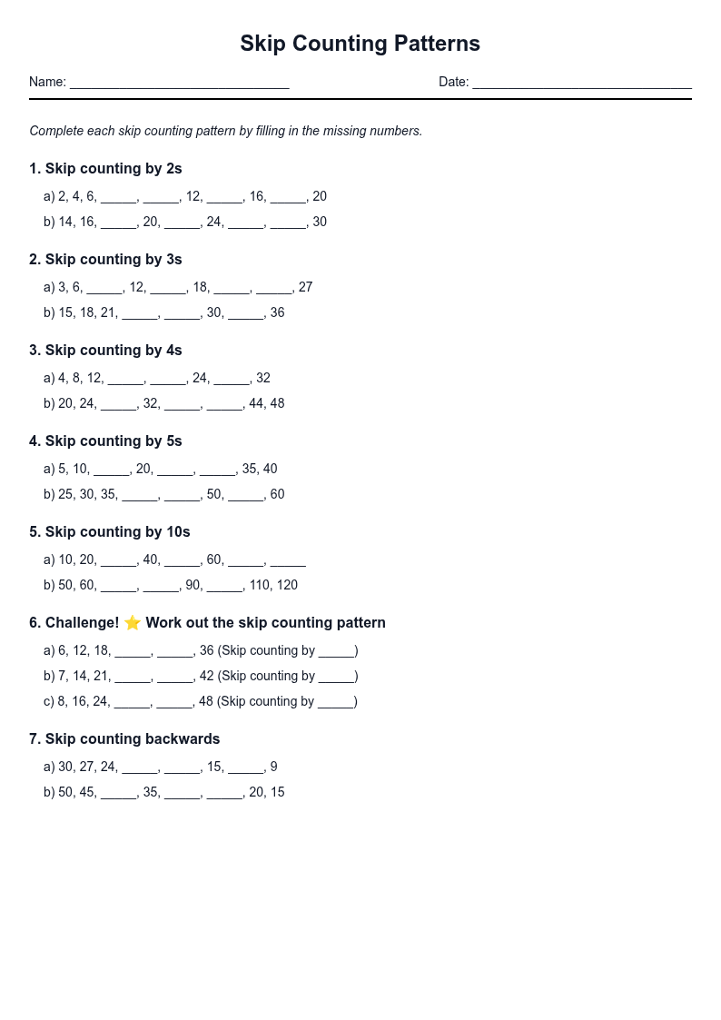 Skip Counting Patterns