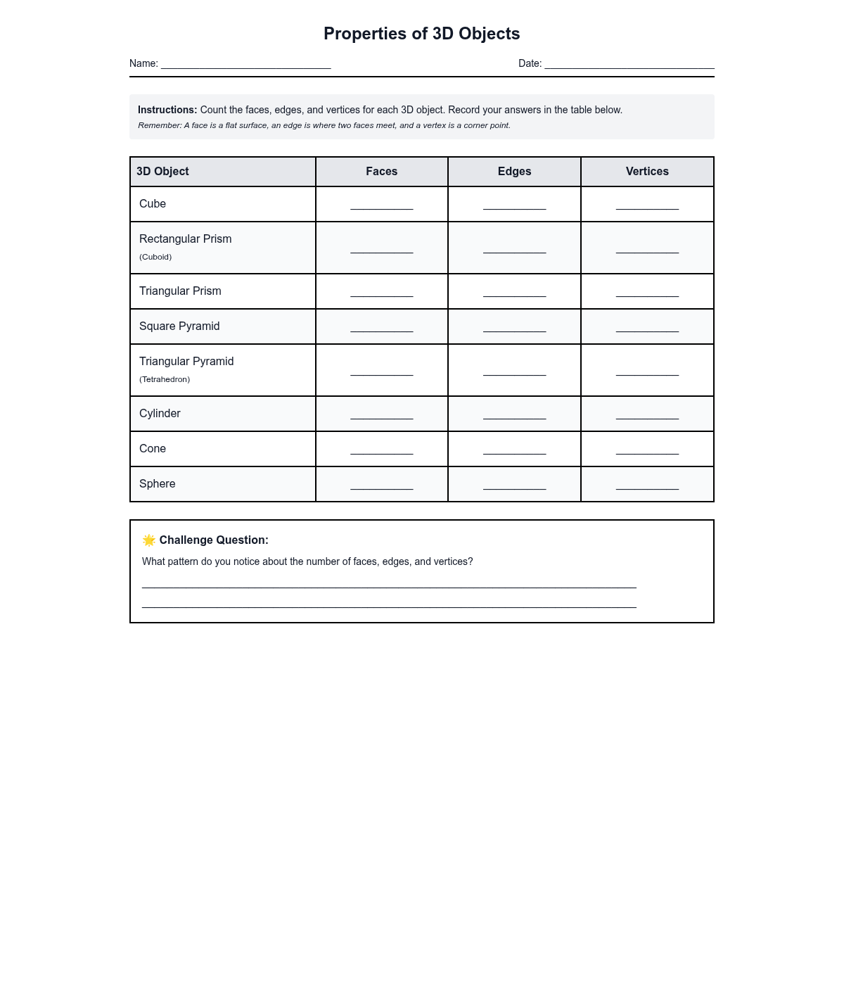 Properties of 3D Objects