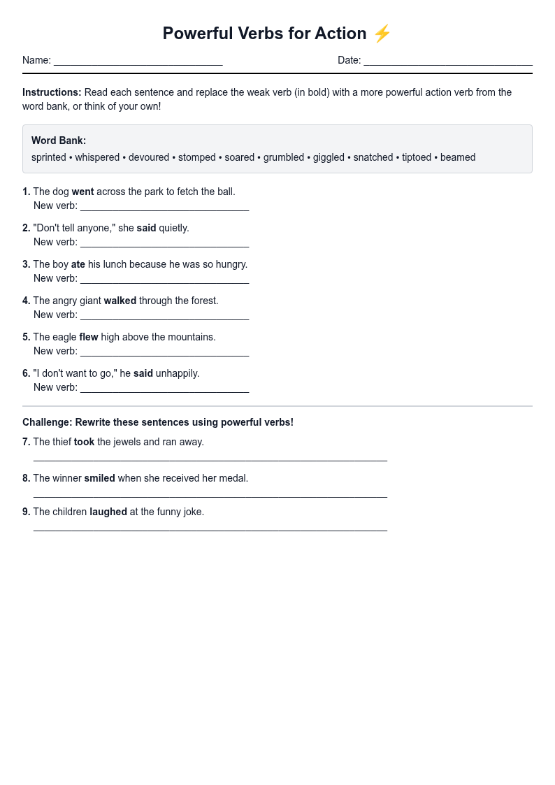 Powerful Verbs for Action