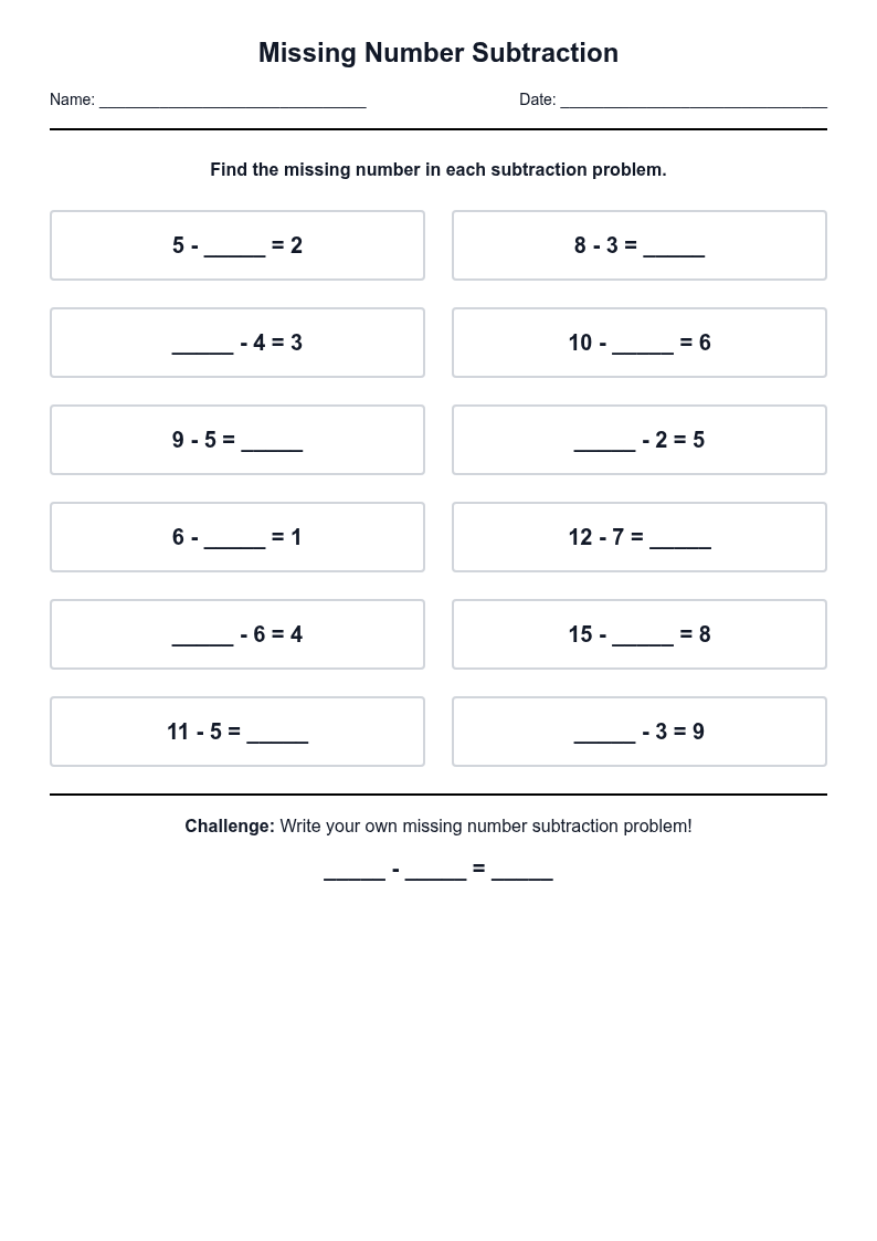 Missing Number Subtraction