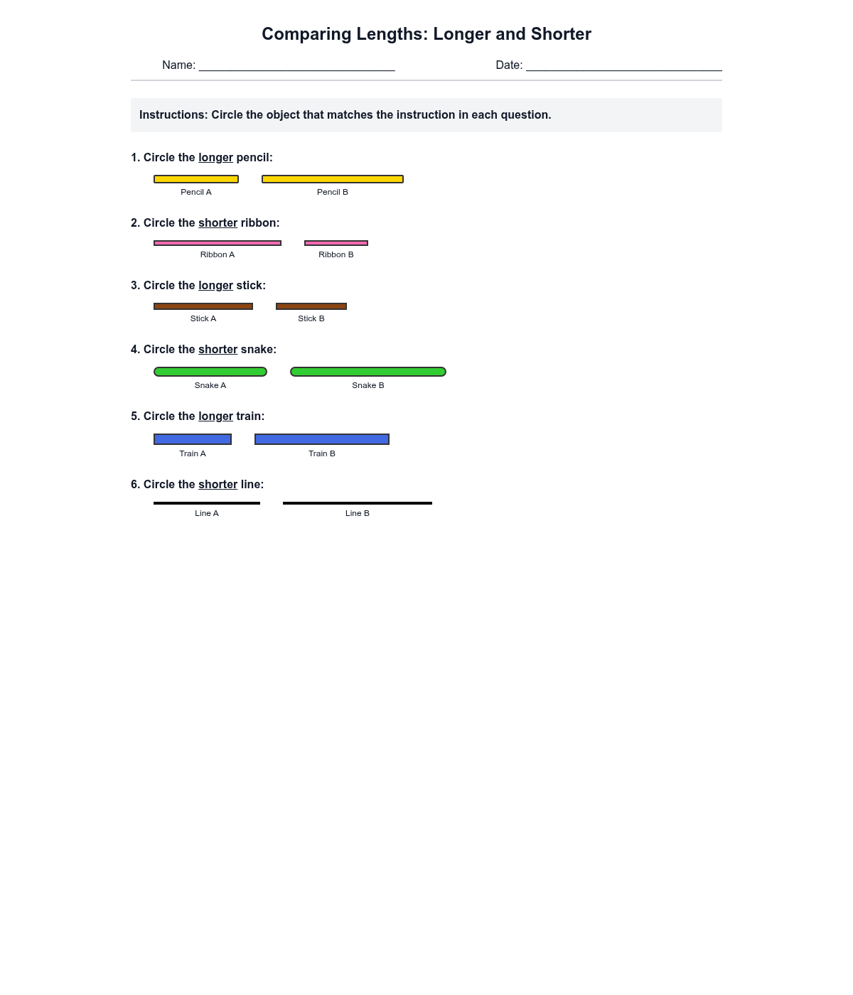 Comparing Lengths: Longer and Shorter