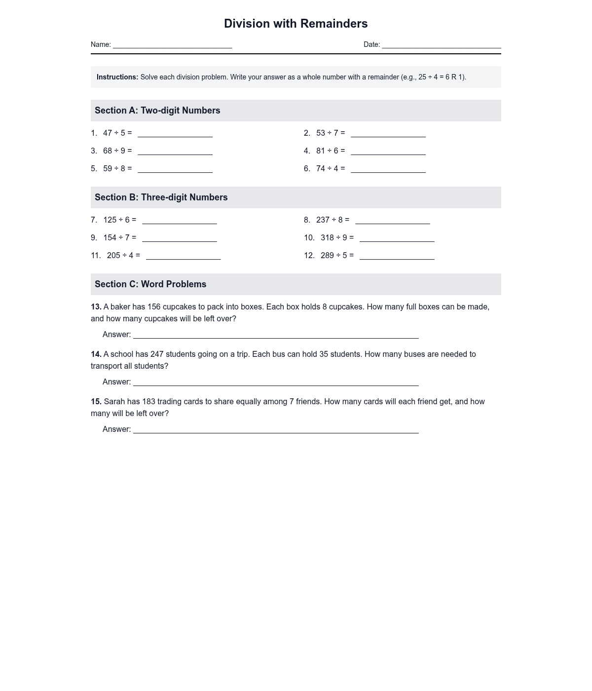 Division with Remainders