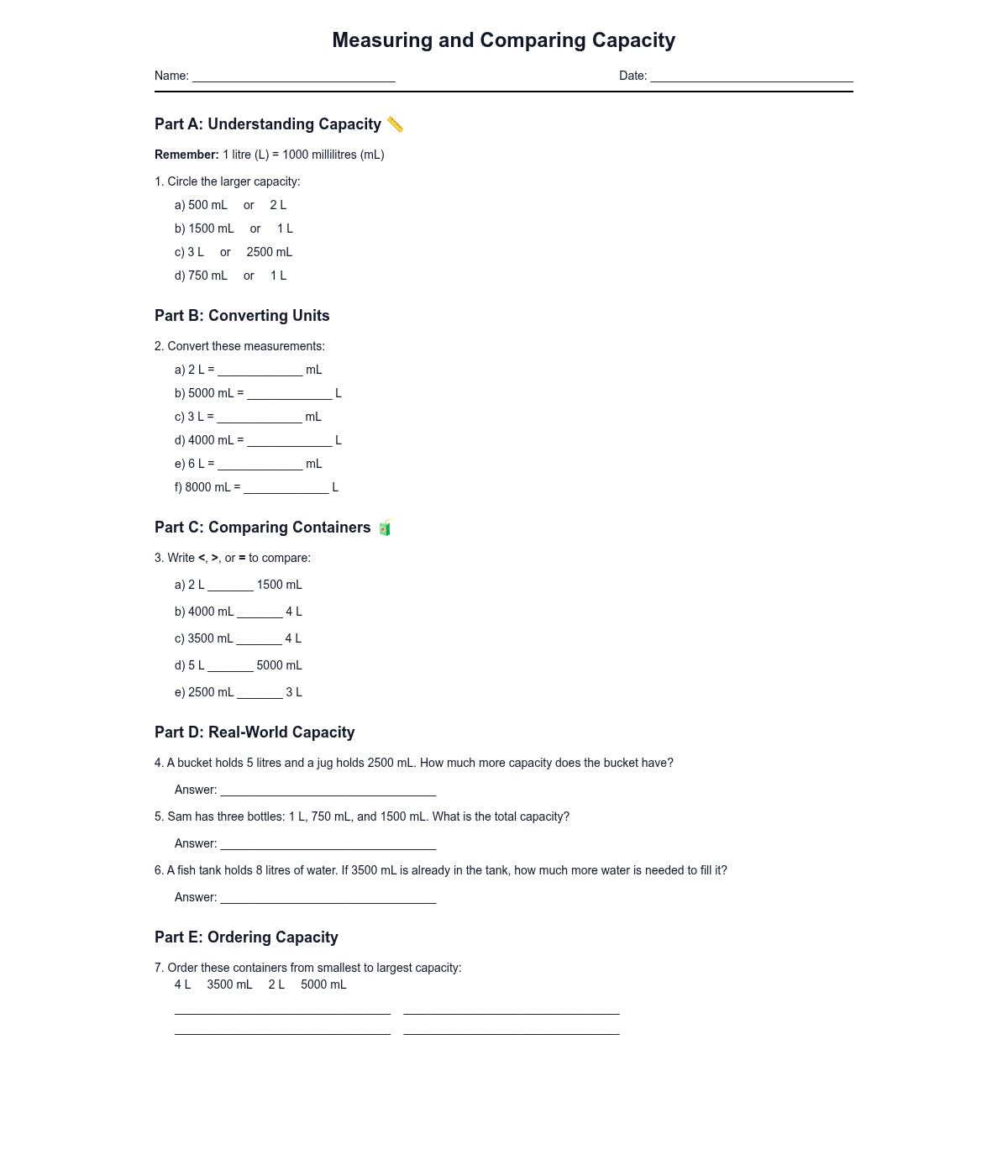 Measuring and Comparing Capacity