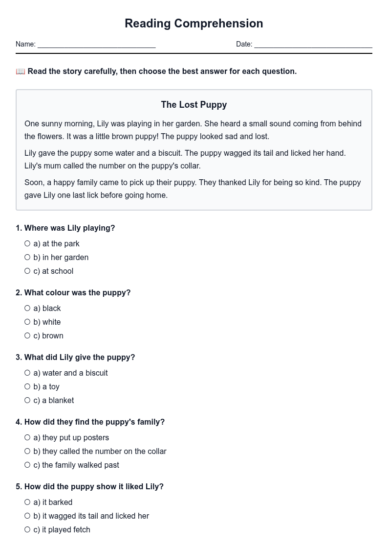 Reading Comprehension with Multiple Choice Questions
