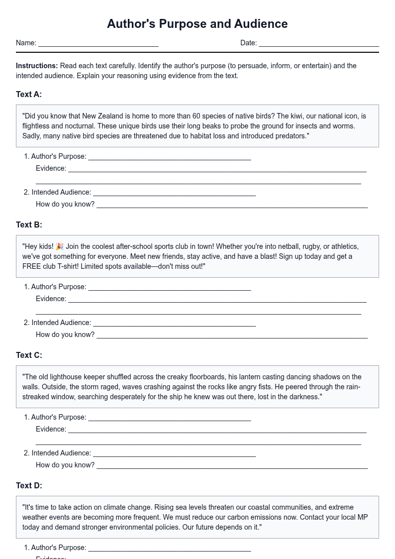 Author's Purpose and Audience Analysis