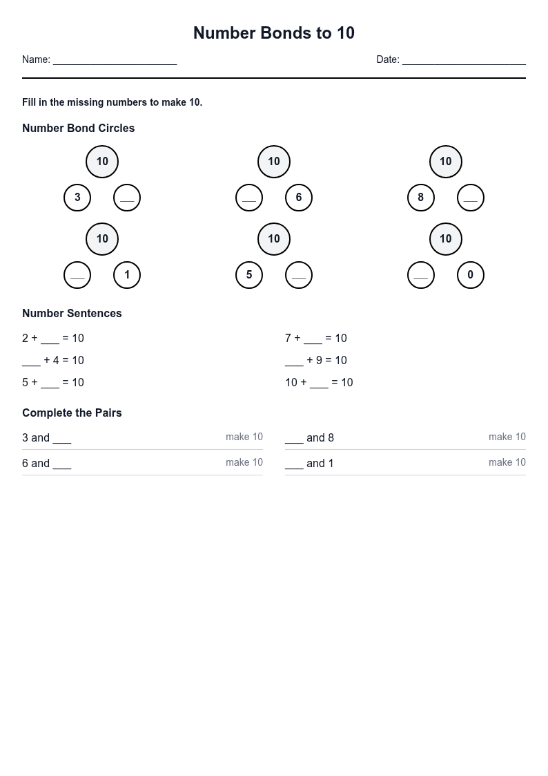 Number Bonds to 10