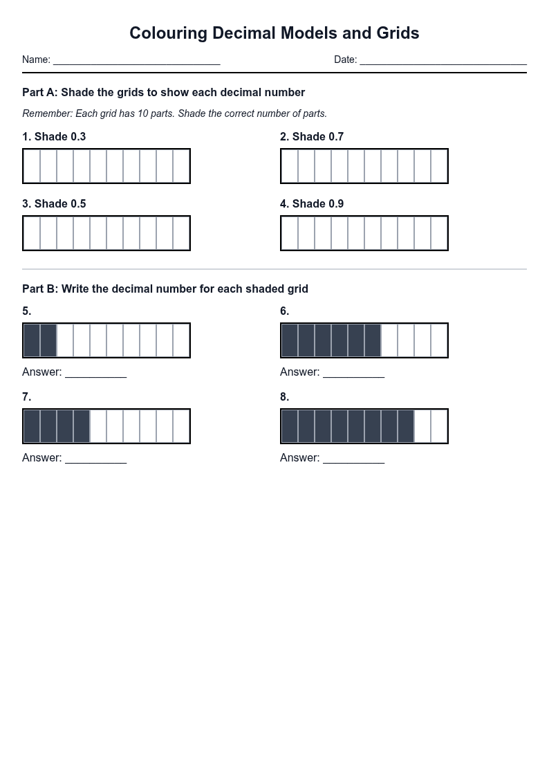 Colouring Decimal Models and Grids