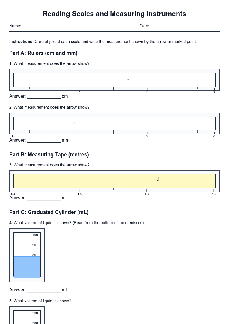Reading Scales and Measuring Instruments
