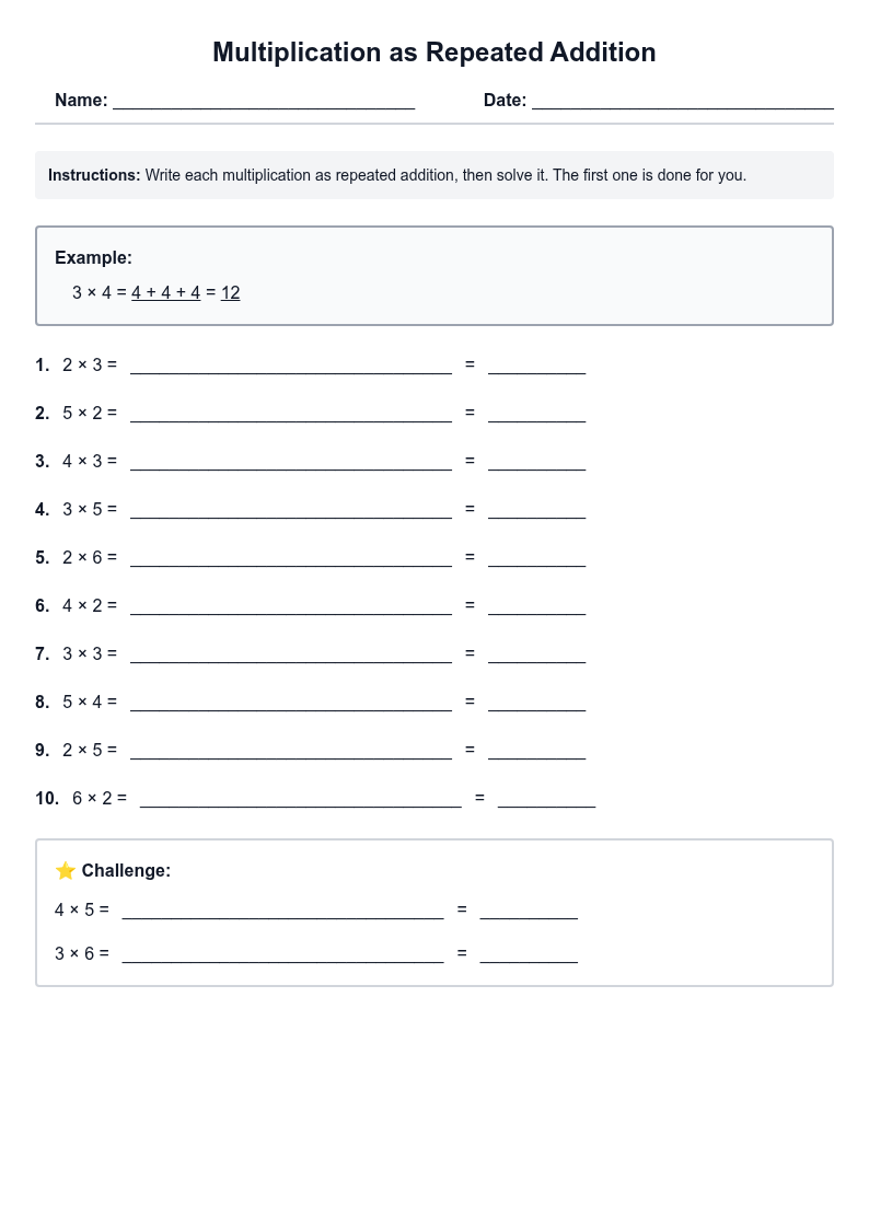 Multiplication as Repeated Addition