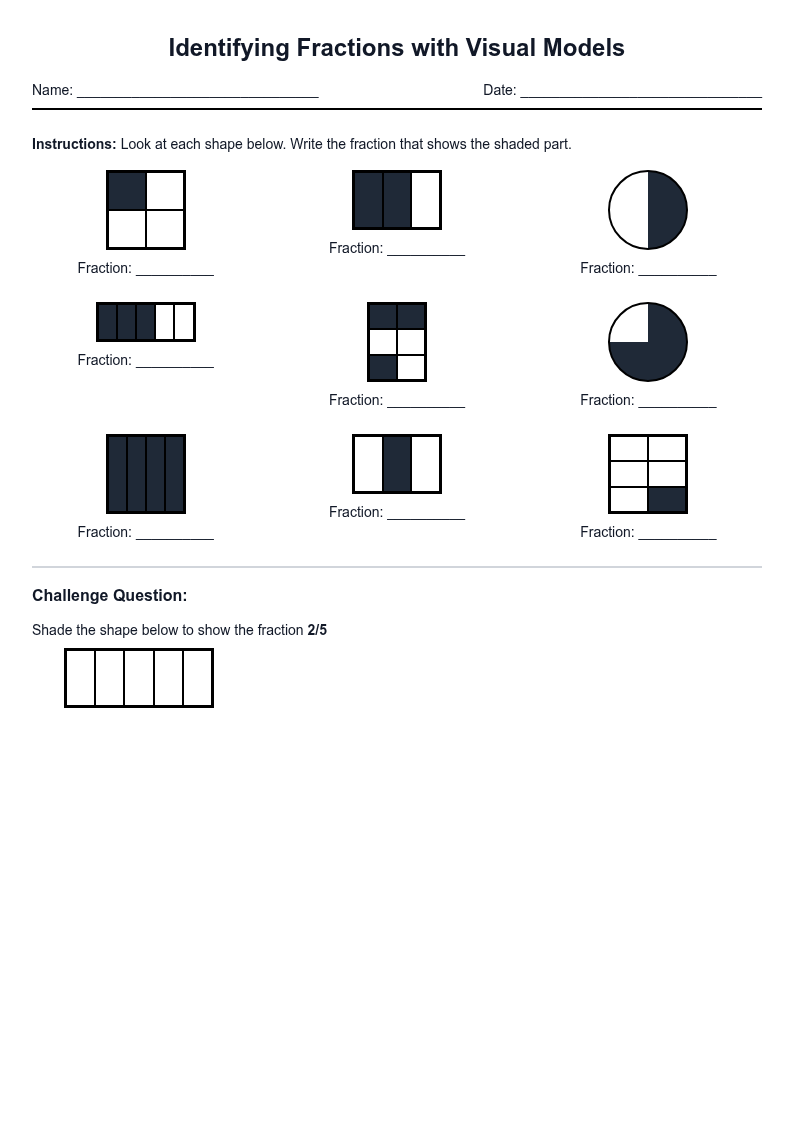 Identifying Fractions with Visual Models