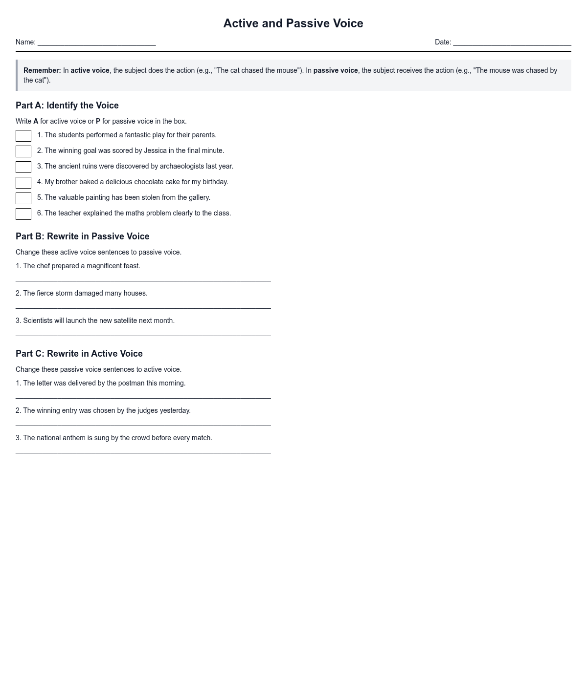 Active and Passive Voice