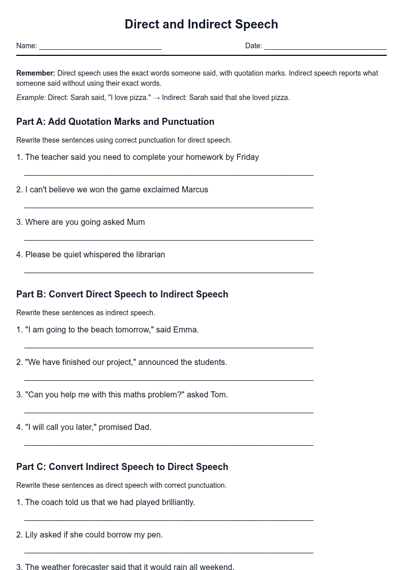 Direct and Indirect Speech