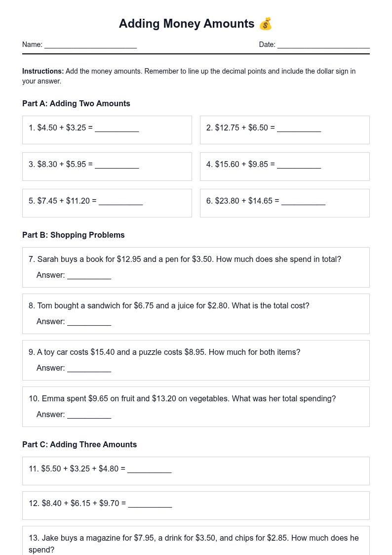 Adding Money Amounts