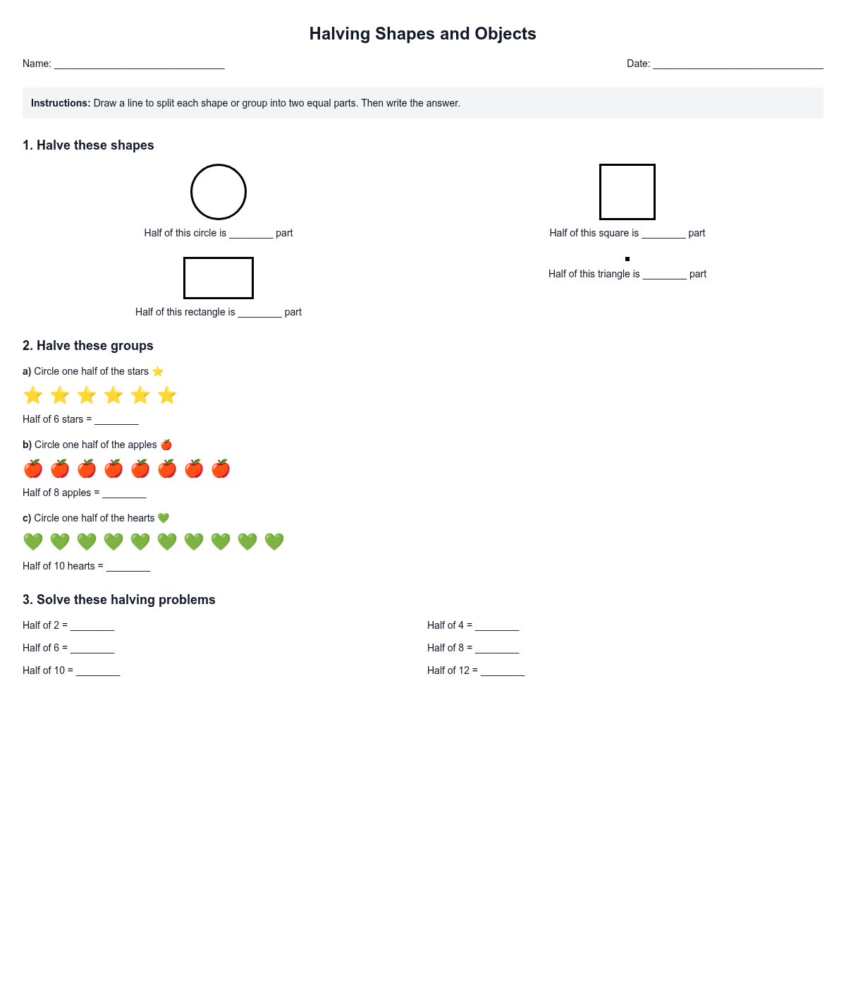 Halving Shapes and Objects