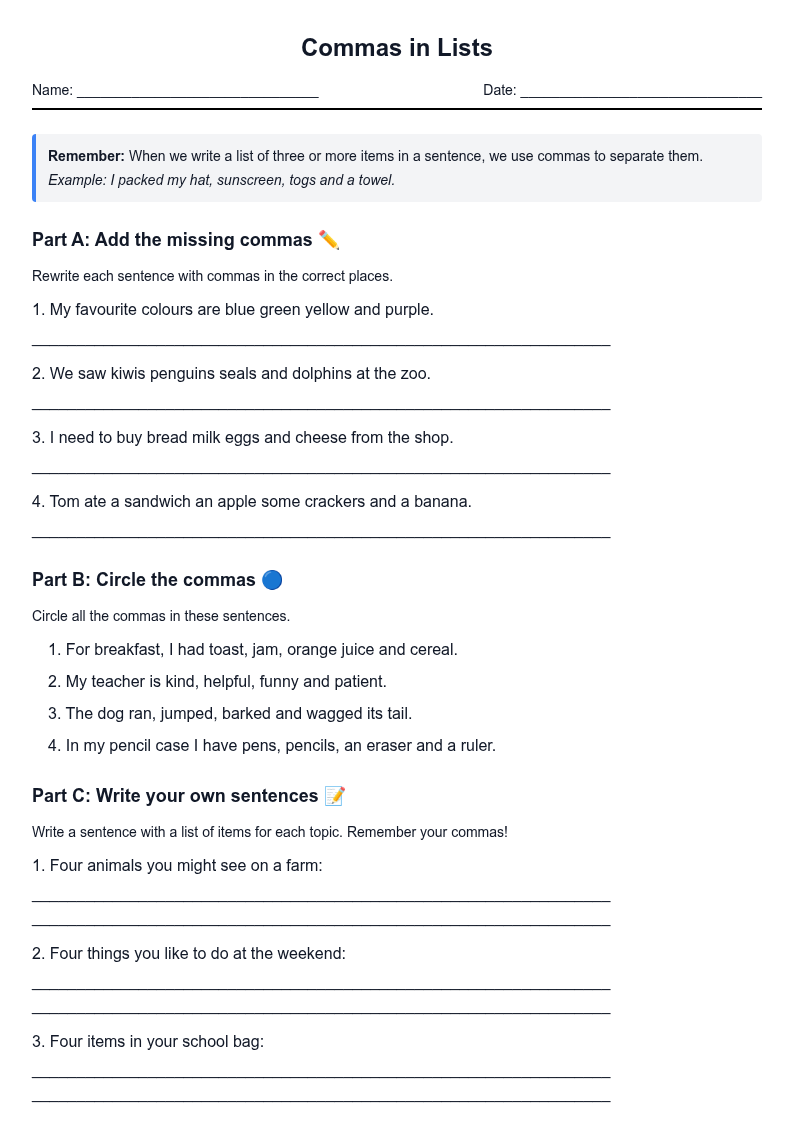 Commas in Lists