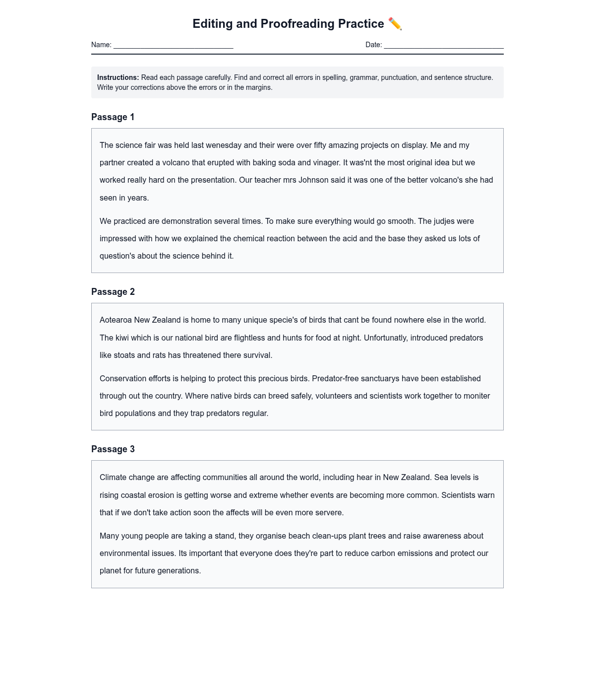 Editing and Proofreading Practice