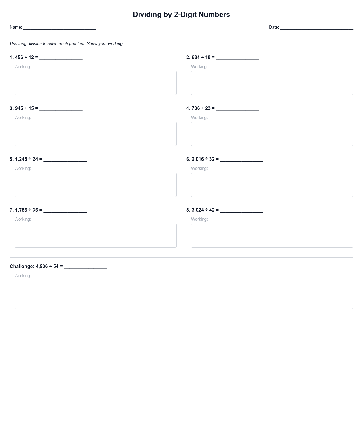 Dividing by 2-Digit Numbers