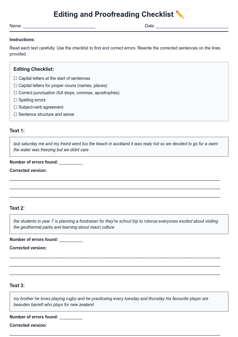 Editing and Proofreading Checklist