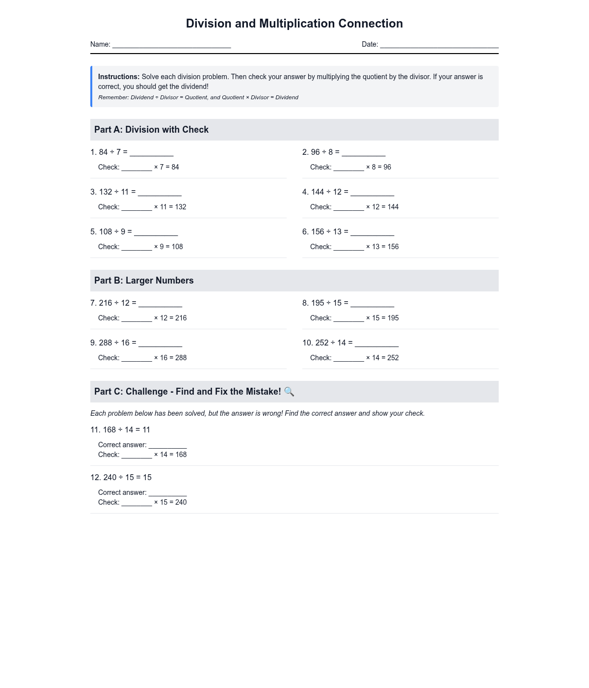 Division and Multiplication Connection