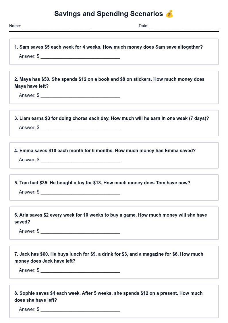 Savings and Spending Scenarios