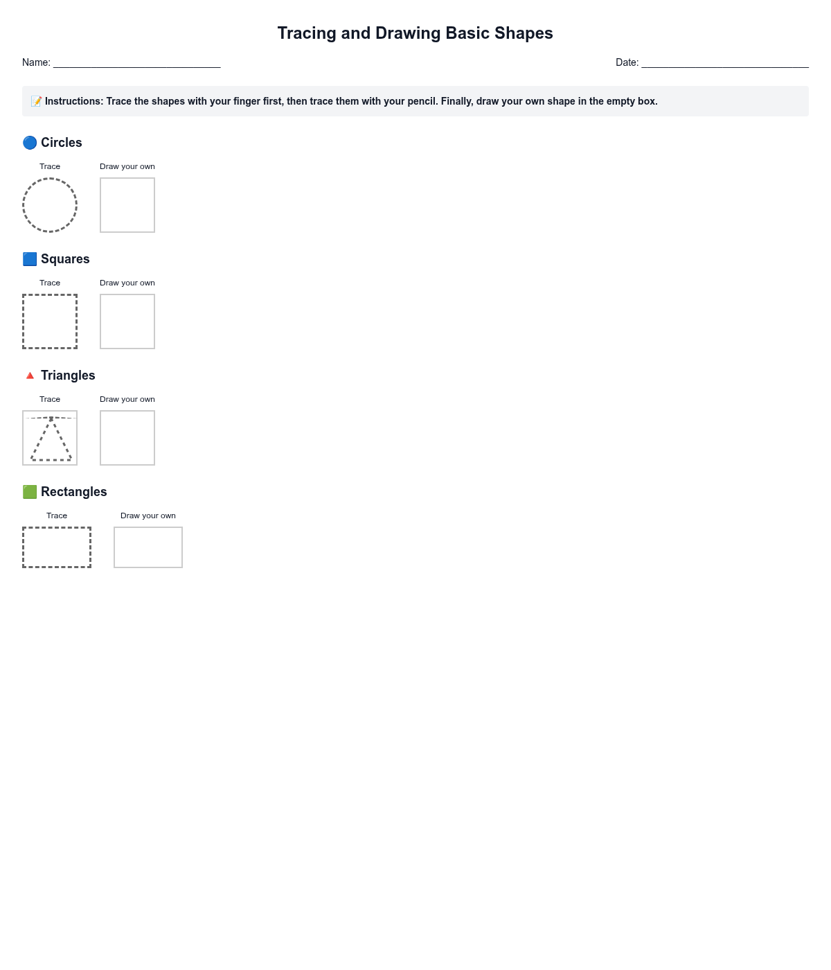 Tracing and Drawing Basic Shapes