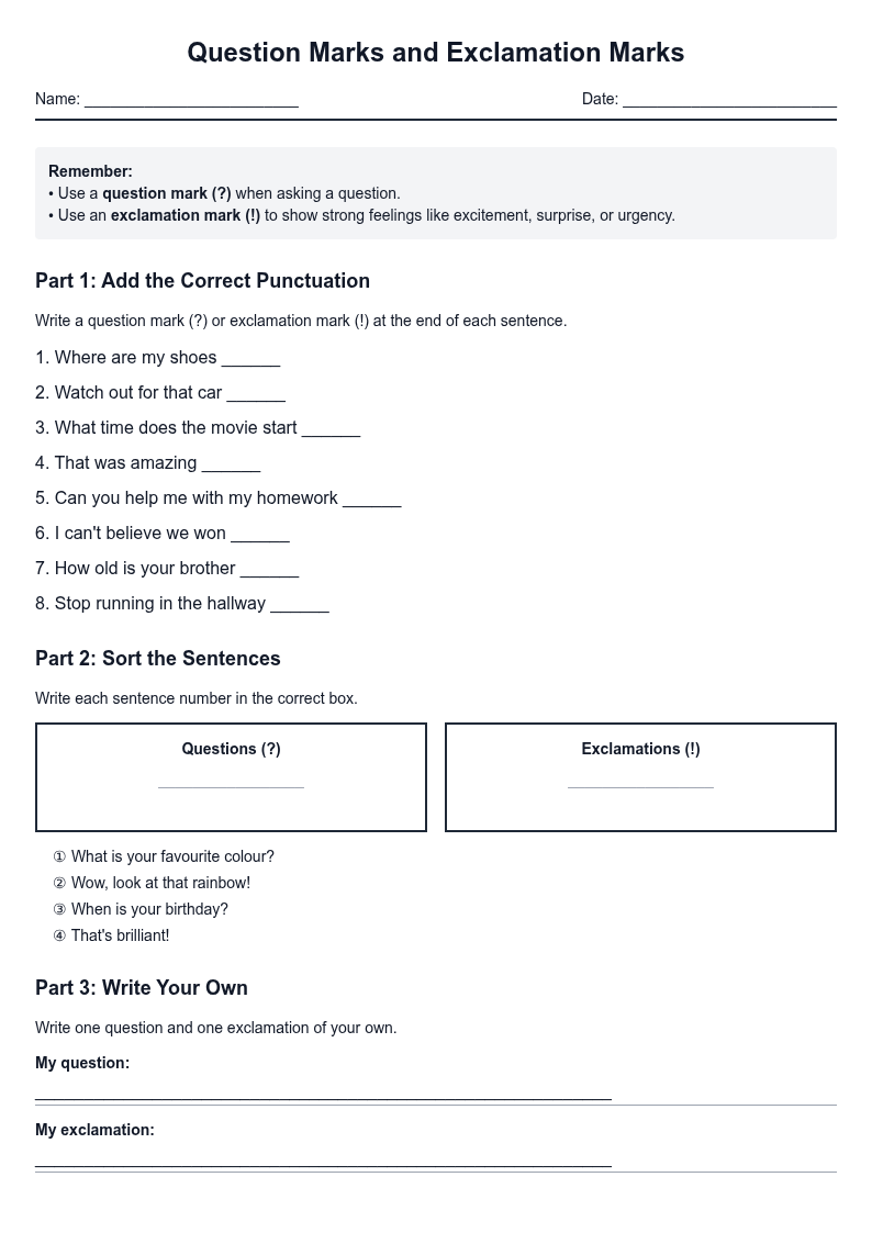 Question Marks and Exclamation Marks