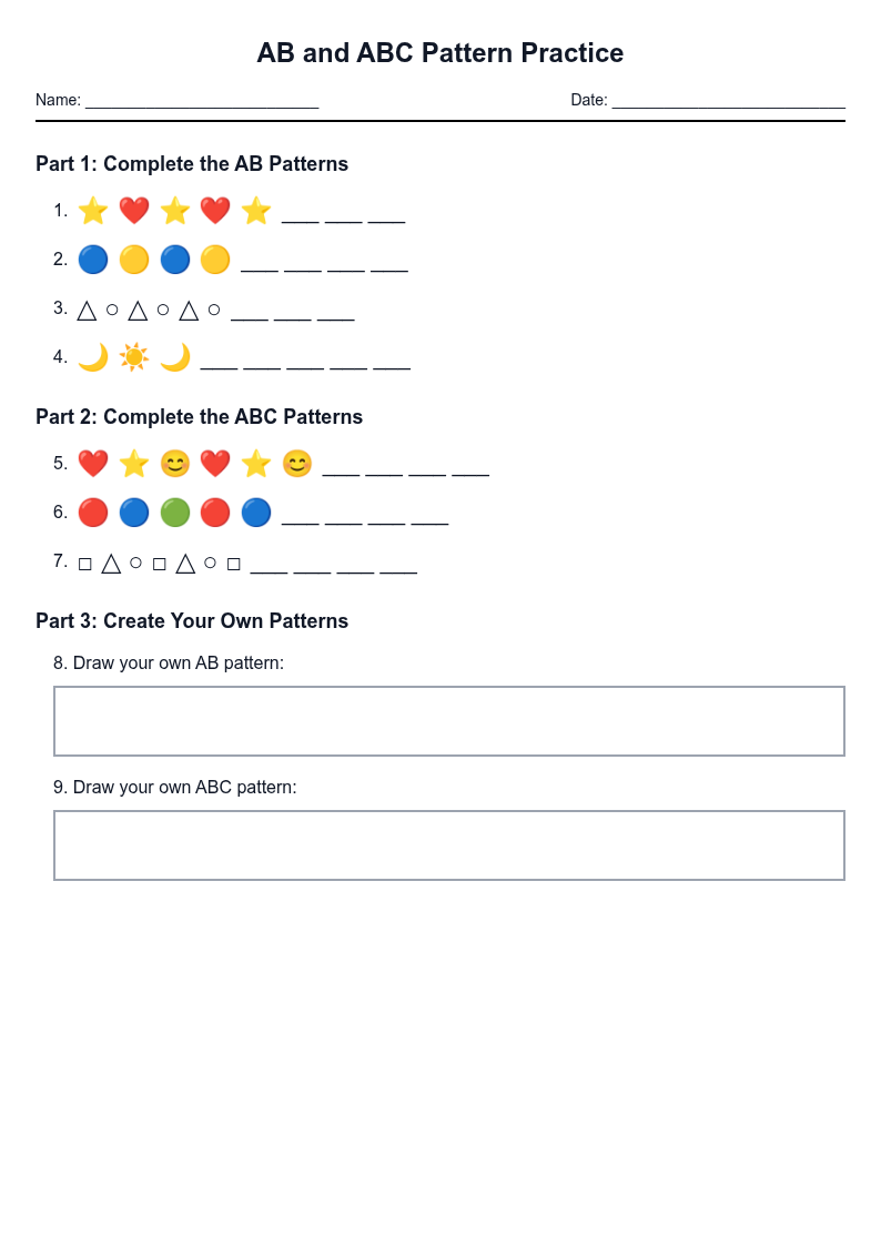 AB and ABC Pattern Practice